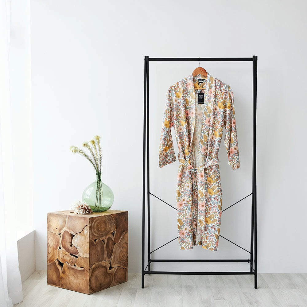 Pure Linen Bathrobe - Vintage Floral