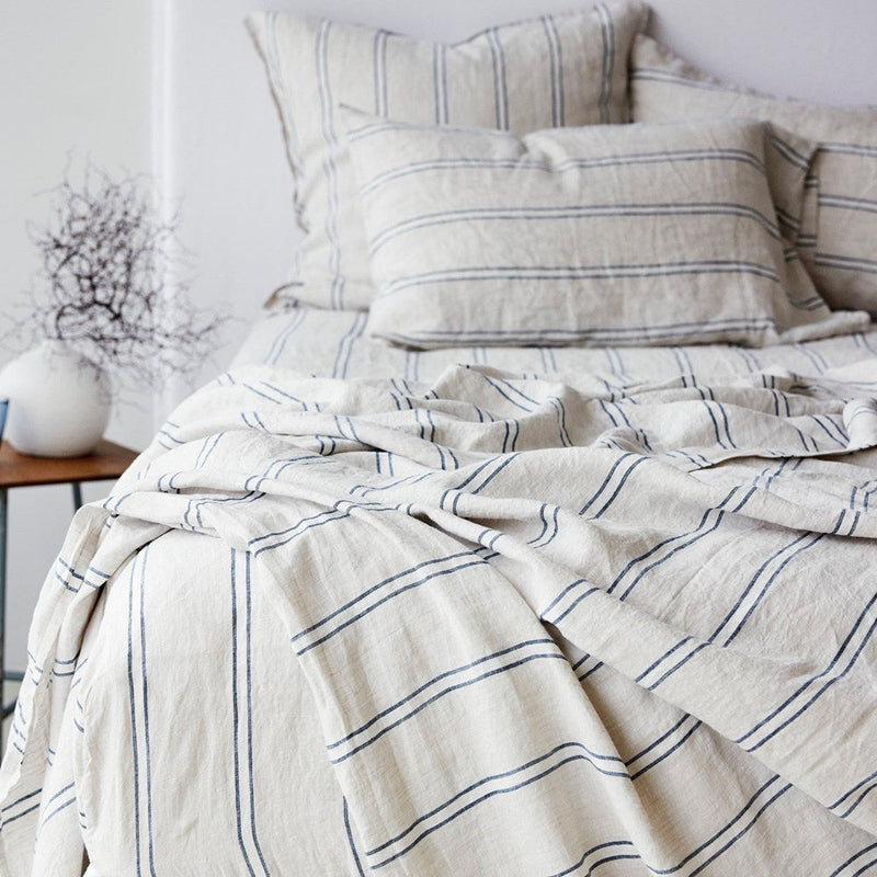 Pure Linen Pillowcase - Eton Stripe