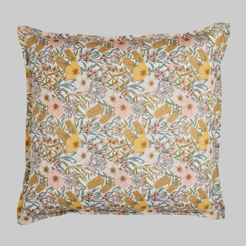 Pure Linen Printed European Pillowcase - Vintage Floral