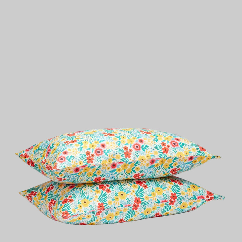 Pure Linen Printed Pillowcase - Island Floral