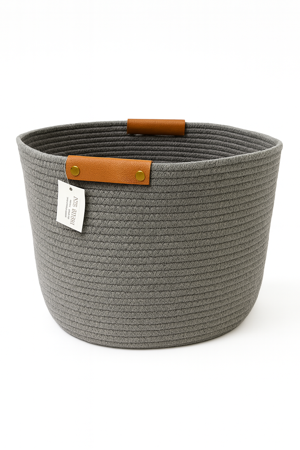 Frankly Cotton Dark Grey Basket with Tan Holders
