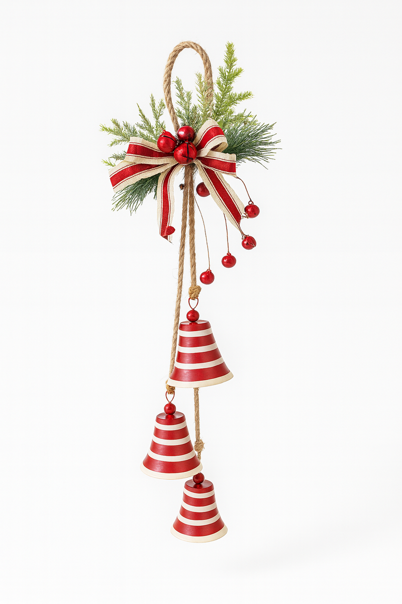 Single Red/White Stripe Hanging Bell Trio