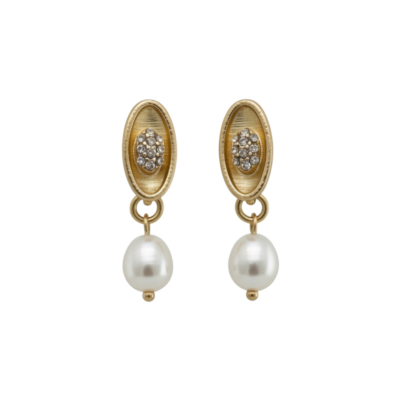 AE355 Beau Golden Halo Pearl Earrings