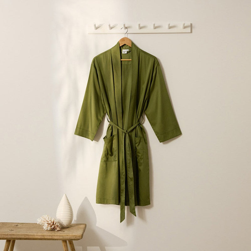 Bamboo Cotton Bathrobe -  Olive