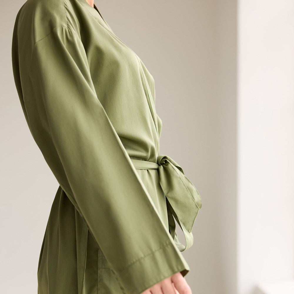 Bamboo Cotton Bathrobe -  Olive