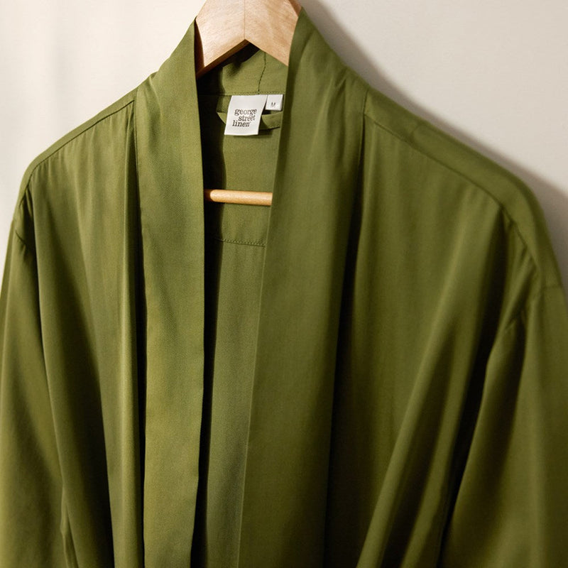 Bamboo Cotton Bathrobe -  Olive