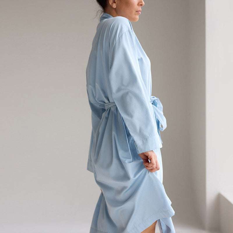 Bamboo Cotton Bathrobe - Sky