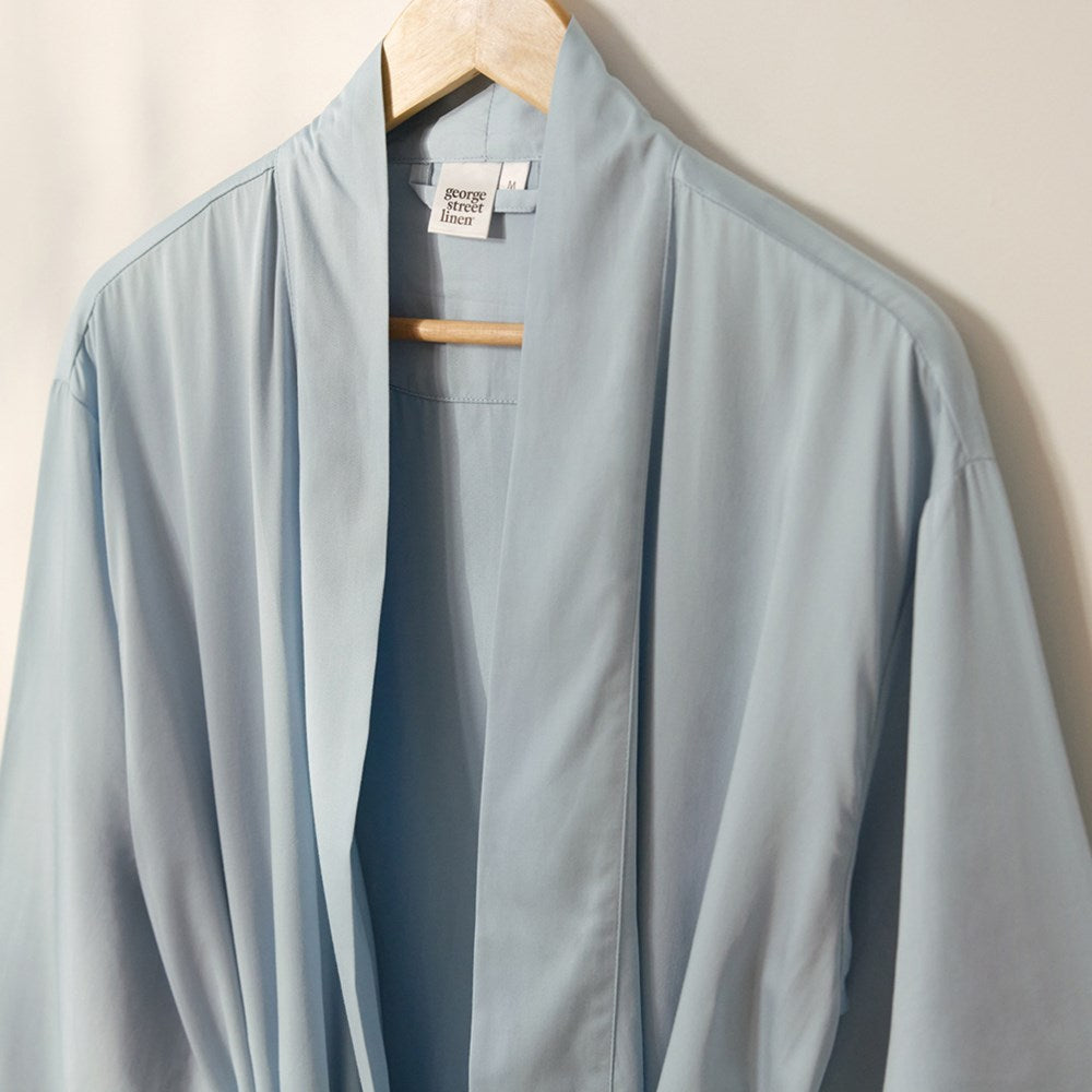 Bamboo Cotton Bathrobe - Sky