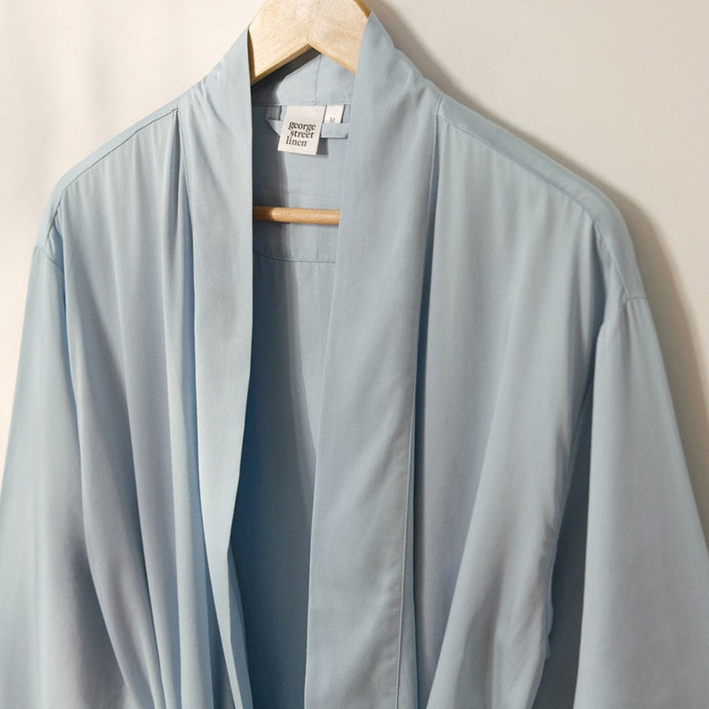 Bamboo Cotton Bathrobe - Sky