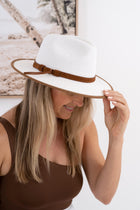 Sundaise Bianca Panama Fedora - White Suede