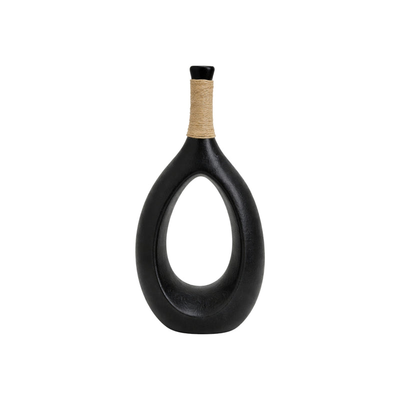 Frankly Cotton Black Teardrop Sculptural Vase