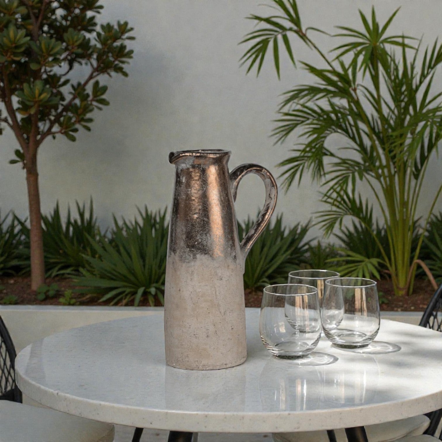 Candia Ceramic Pitcher Vase - Sienna Brown 28cm