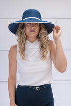 Sundaise Frida Navy Panama With Cream Band & Trim