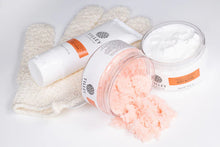 Desert Flower + Kakadu Plum Soak & Sooth- 60mL Body Wash, 100g Sugar Scrub, 100mL Body Butter, + Body Glove