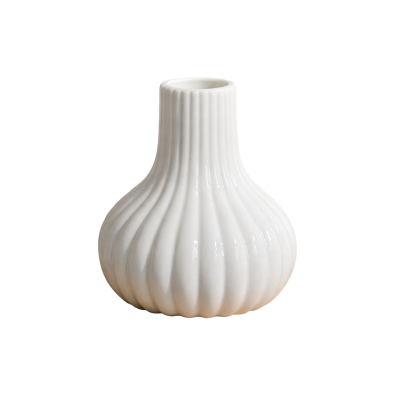 Frankly Cotton Fluted Ceramic Bud Vase – White