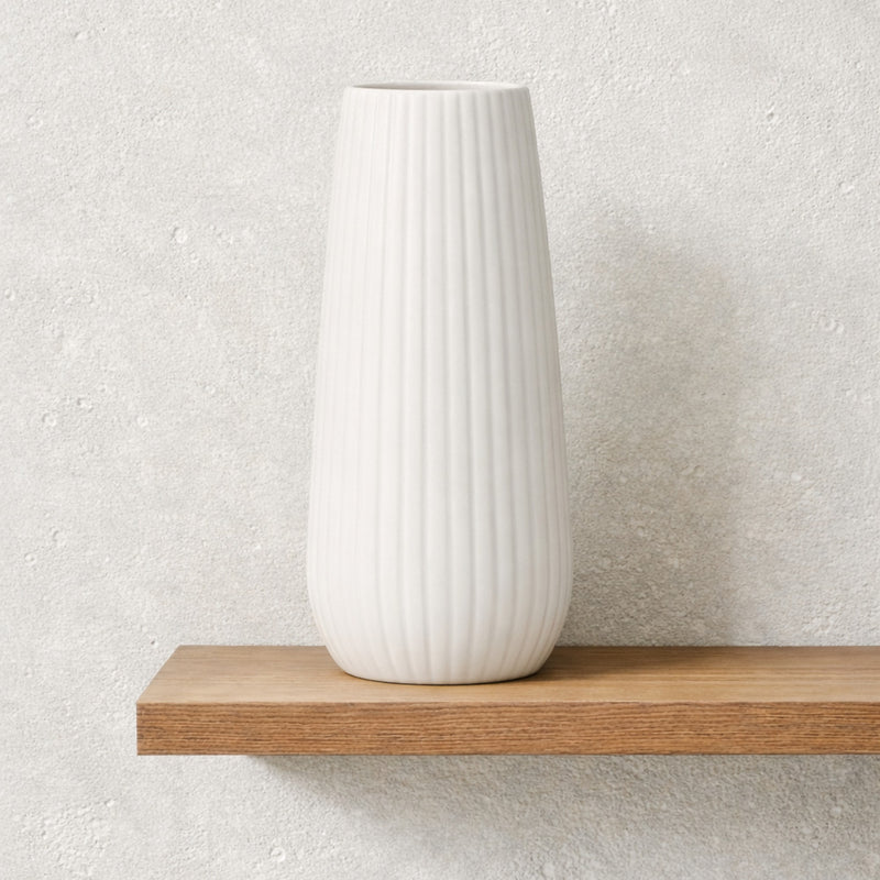 Frankly Cotton Linear Ribbed Ceramic Vase