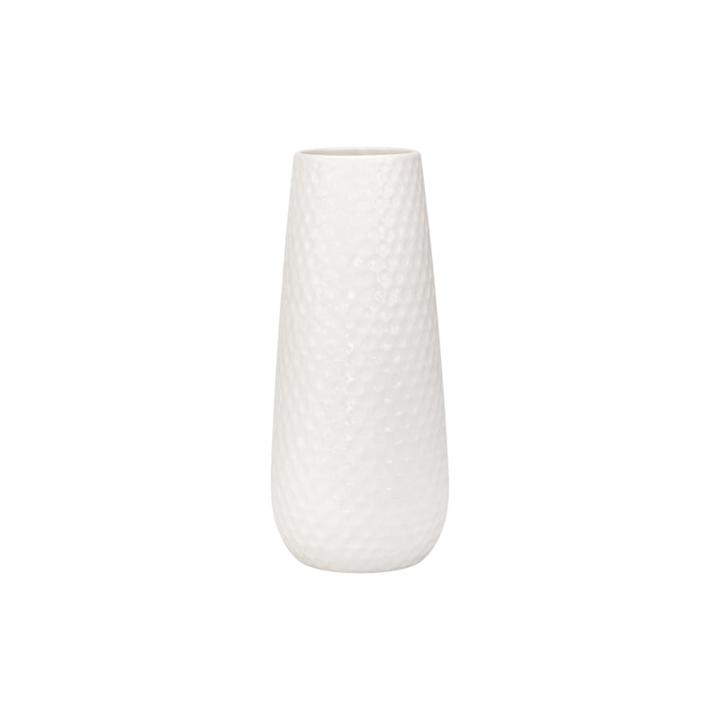 Frankly Cotton Ripple Textured Ceramic Vase – White