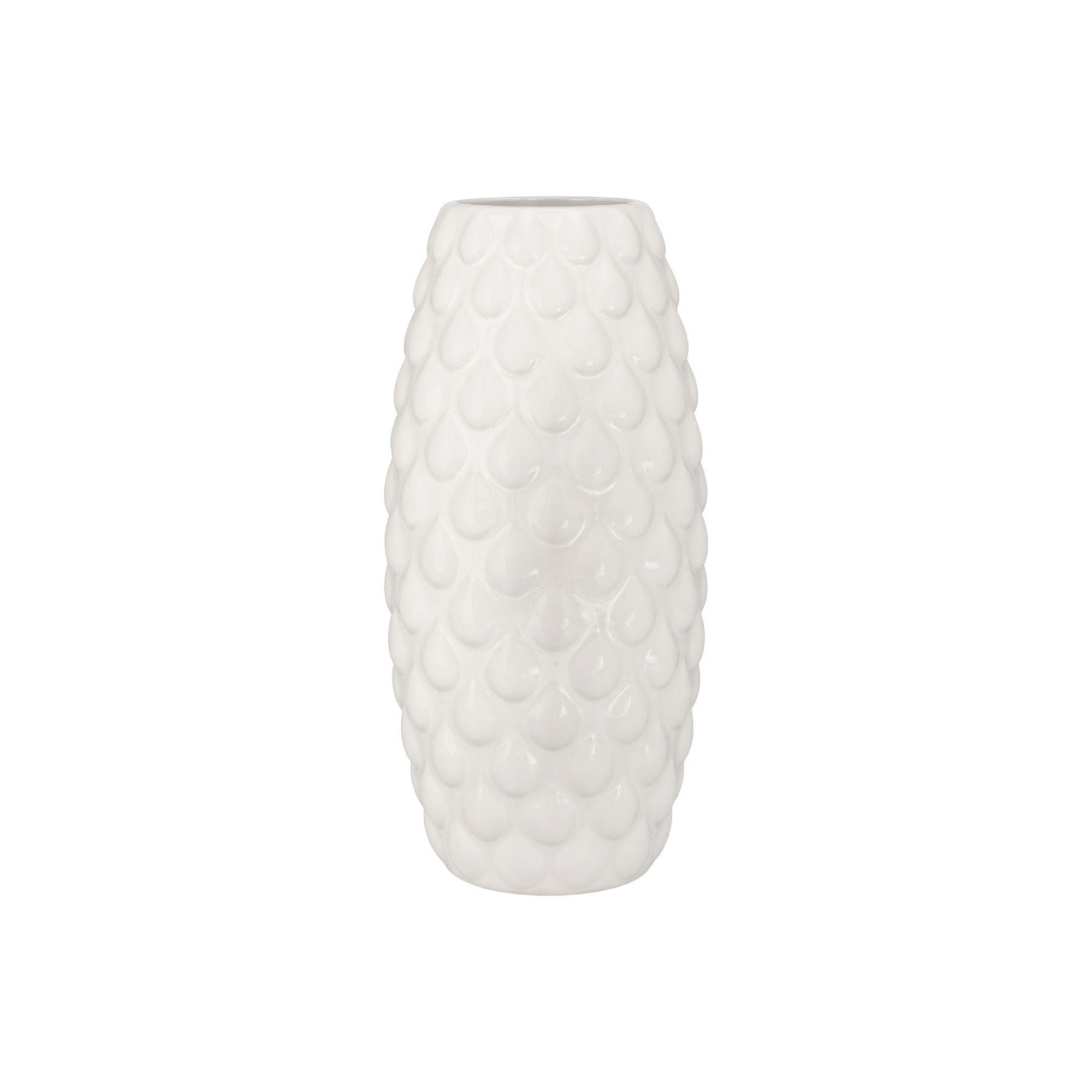 Frankly Cotton Textured Ceramic Vase – White