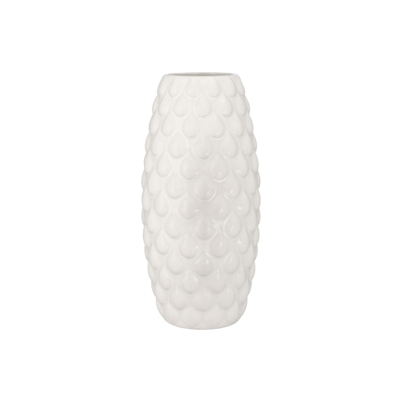 Frankly Cotton Textured Ceramic Vase – White