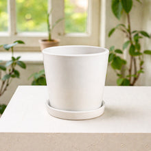 Frankly Cotton Small White Ceramic Plant Pot with Saucer