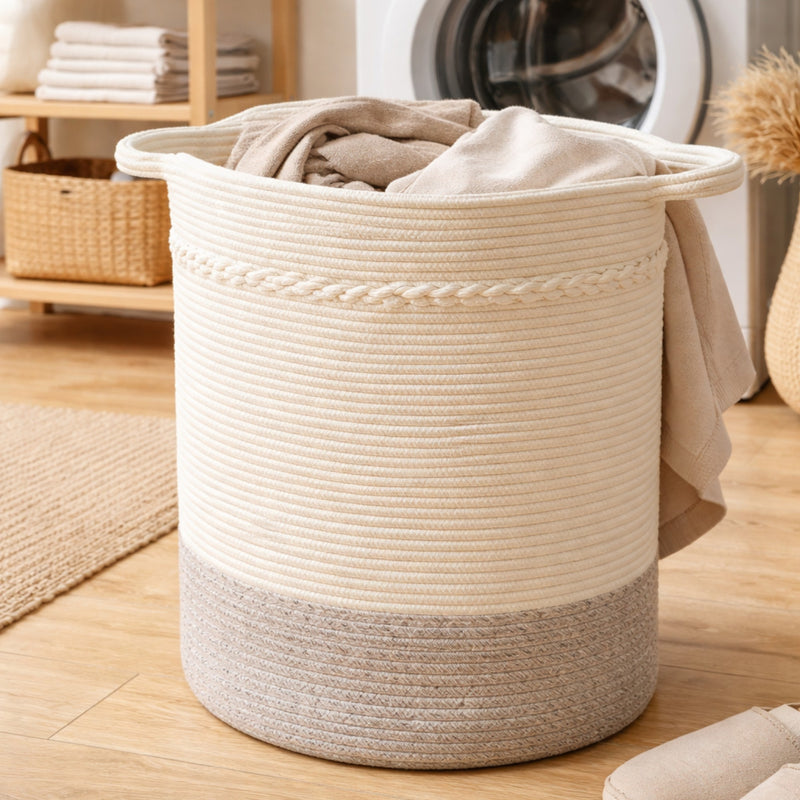 Frankly Cotton Woven Linen Basket White/Natural