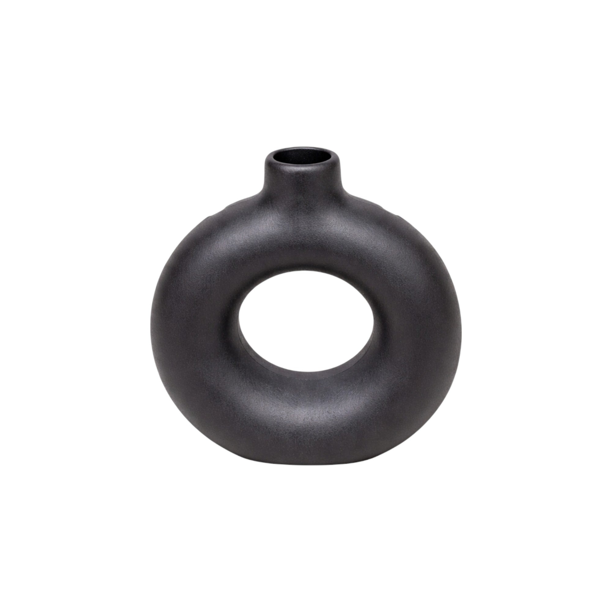 Frankly Cotton Black Sculptural Ring Vase