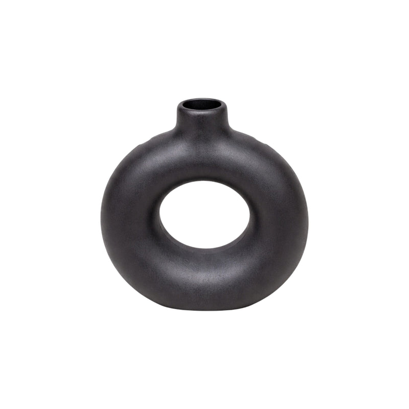 Frankly Cotton Black Sculptural Ring Vase