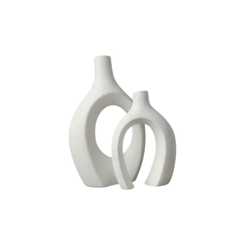 Frankly Cotton Ceramic Black Sculptural Vase Set (2-Piece)