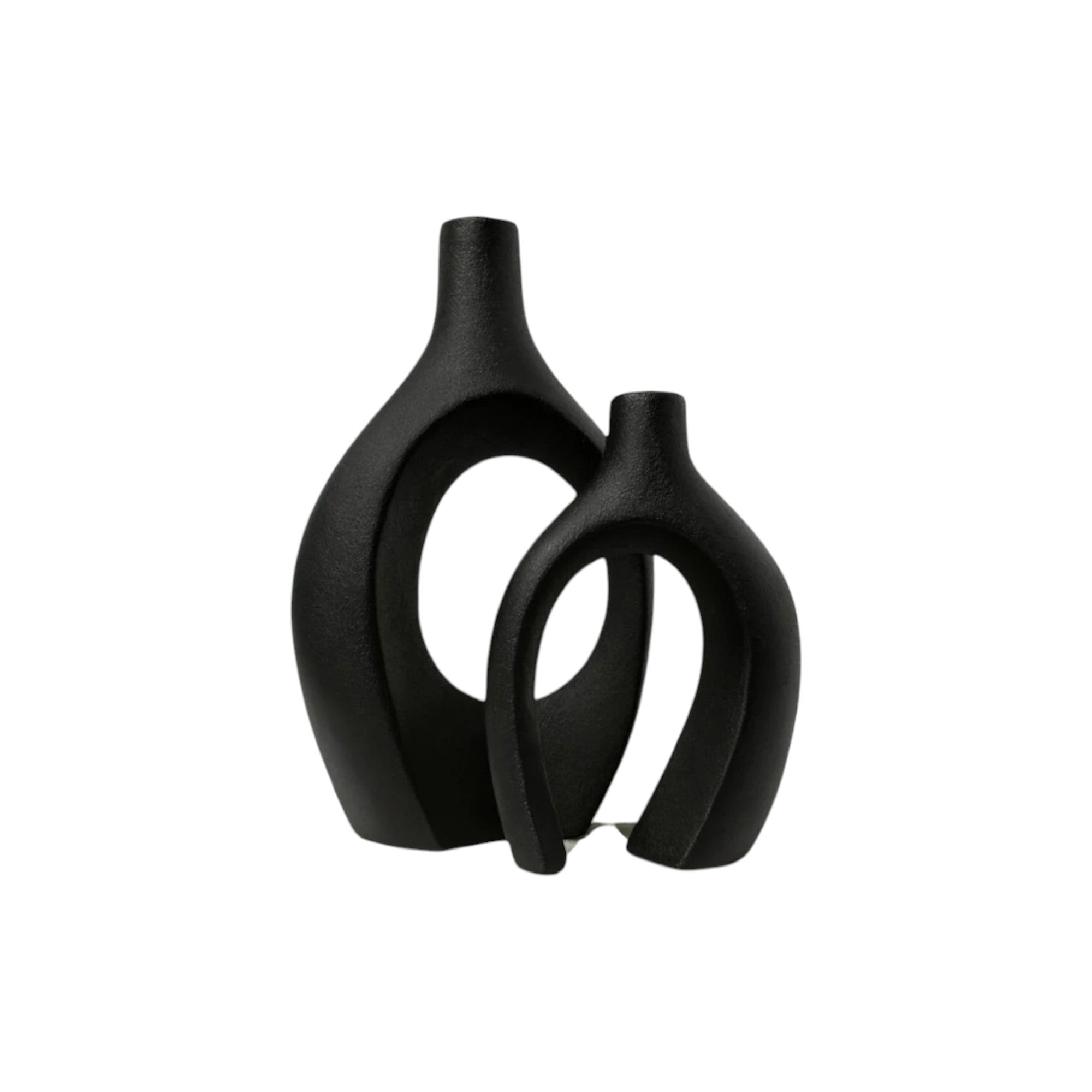 Frankly Cotton Ceramic Black Sculptural Vase Set (2-Piece)