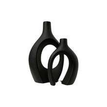 Frankly Cotton Ceramic Black Sculptural Vase Set (2-Piece)