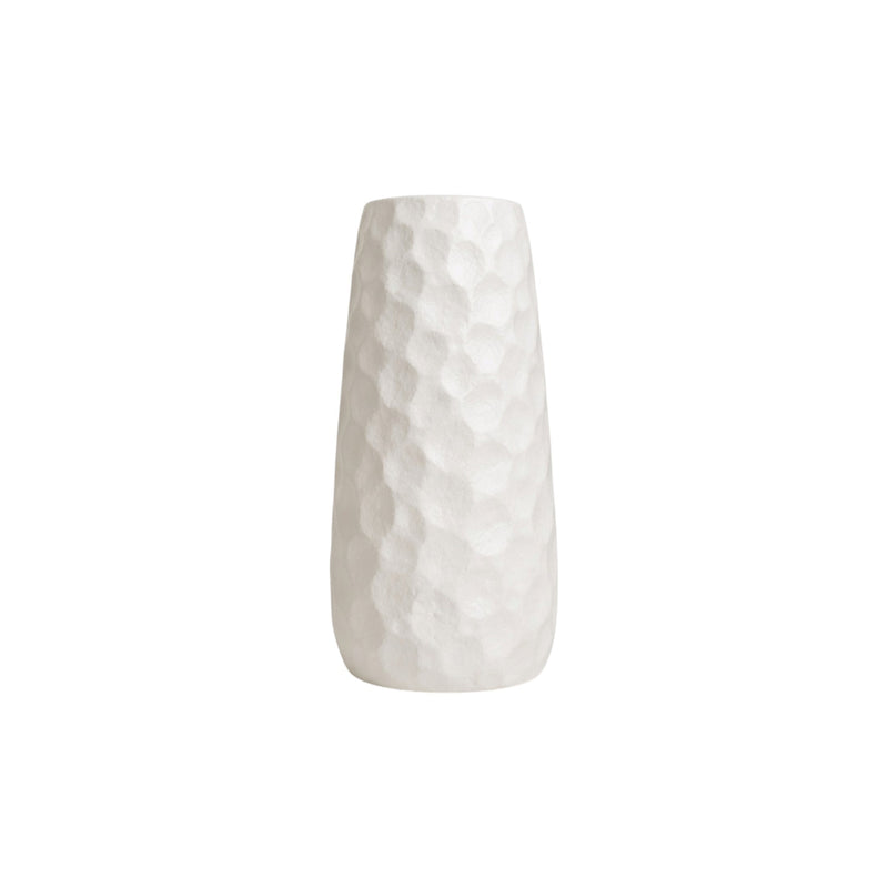Frankly Cotton Ceramic Tall Hammered Vase