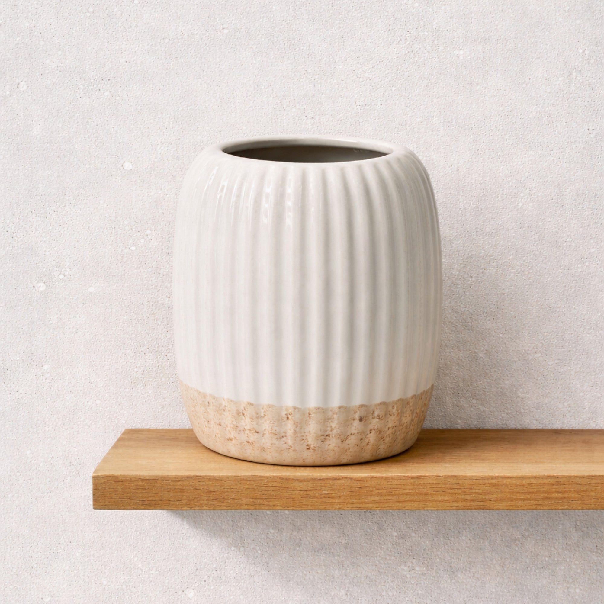 Frankly Cotton Column Ribbed Ceramic Vase