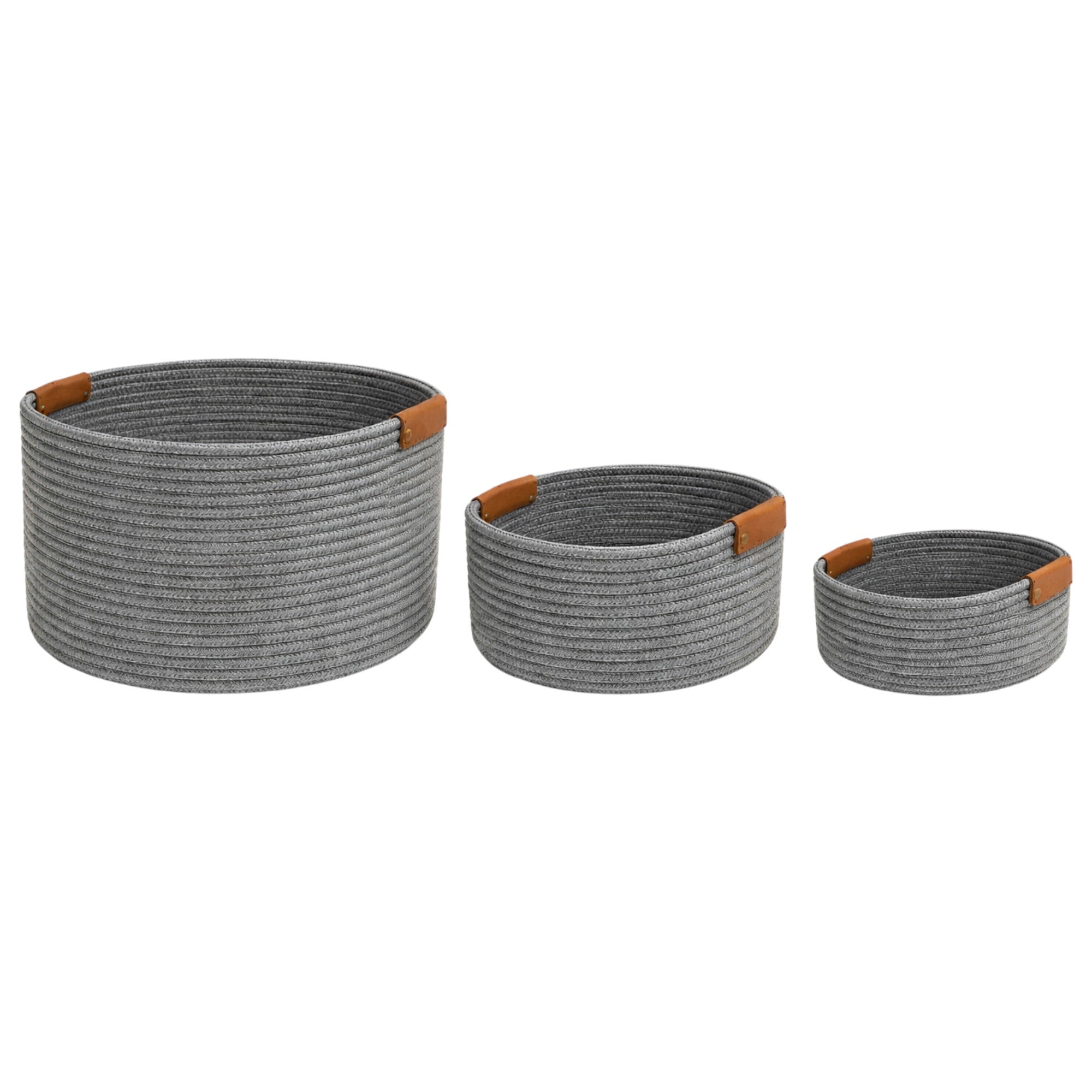 Frankly Cotton Dark Grey Basket with Tan Holders