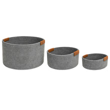 Frankly Cotton Dark Grey Basket with Tan Holders