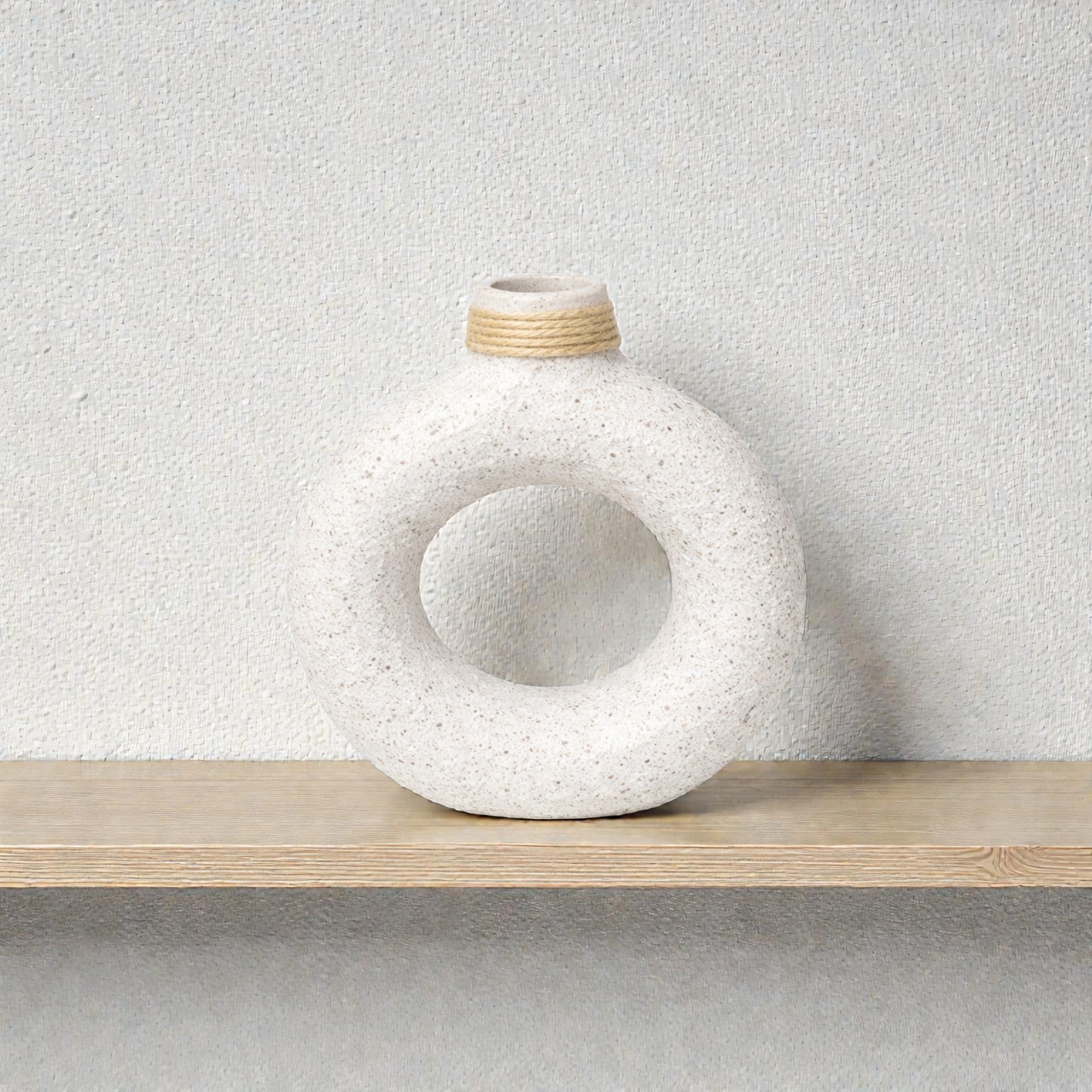 Frankly Cotton Textured Ring Ceramic Vase