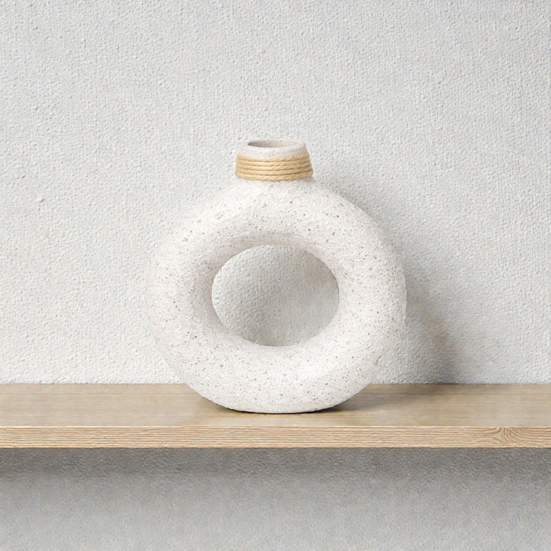 Frankly Cotton Textured Ring Ceramic Vase