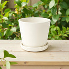 Frankly Cotton White Ceramic Plant Pot with Saucer 15cm