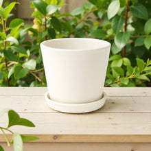 Frankly Cotton White Ceramic Plant Pot with Saucer 15cm