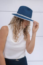 Sundaise Frida Navy Panama With Cream Band & Trim