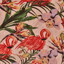 Pure Linen Printed Pillowcase - Pink Flamingo