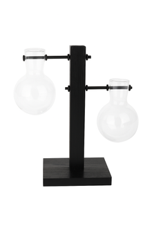 Frankly Cotton Double Glass Bulb On Wooden Stand
