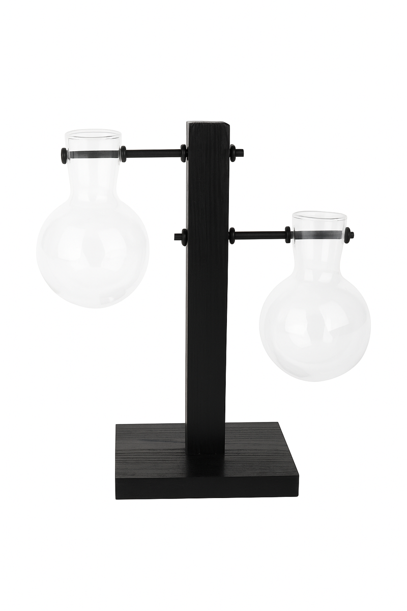 Frankly Cotton Double Glass Bulb On Wooden Stand