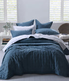 Mm Linen Laundered Linen Bedspread Set - Ocean