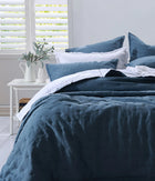 Mm Linen Laundered Linen Bedspread Set - Ocean