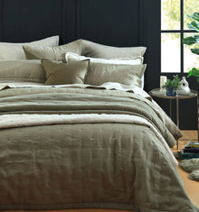 Mm Linen Laundered Linen Bedspread Set - Olive