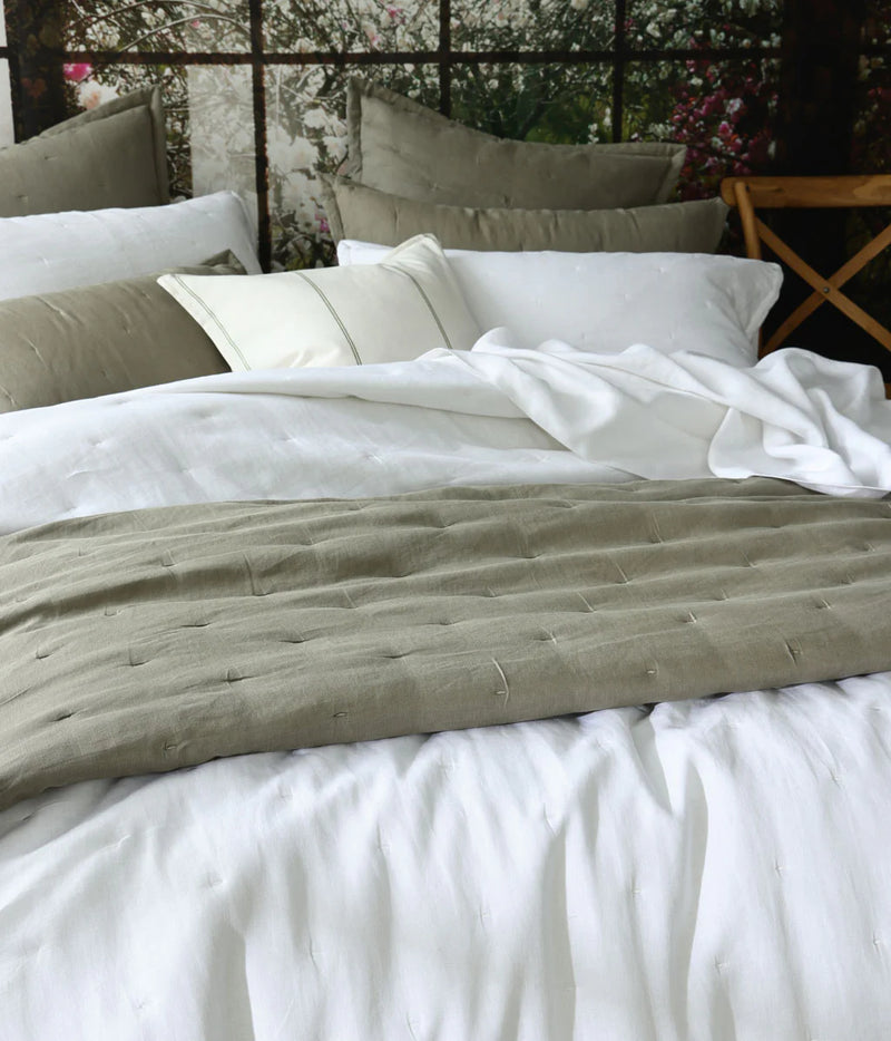 Mm Linen Laundered Linen Bedspread Set - White