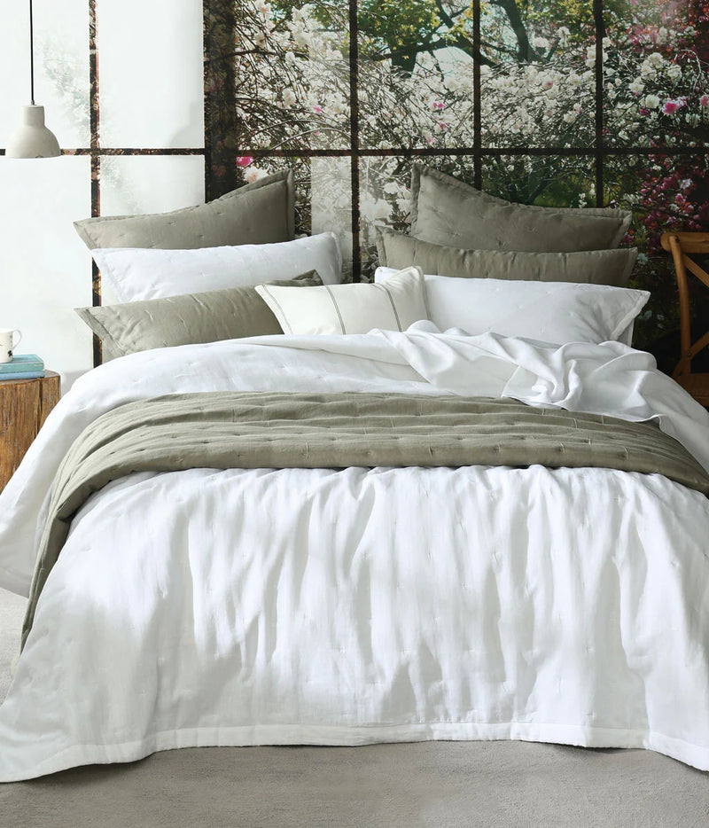 Mm Linen Laundered Linen Bedspread Set - White