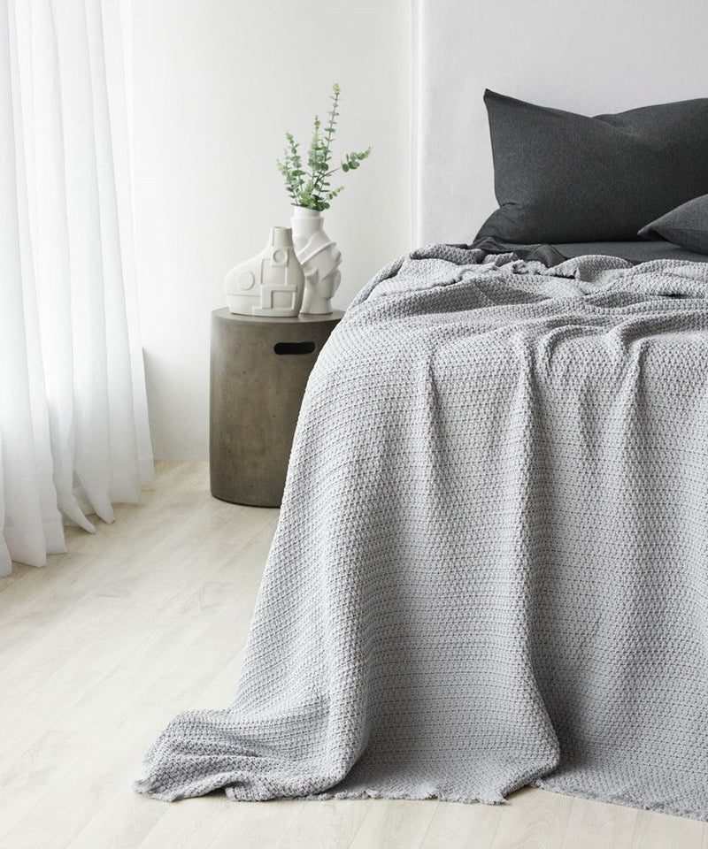 Lisboa Waffle Blanket - Silver