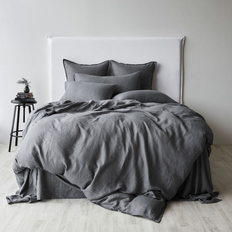 Pure Linen Fitted Sheet - Charcoal