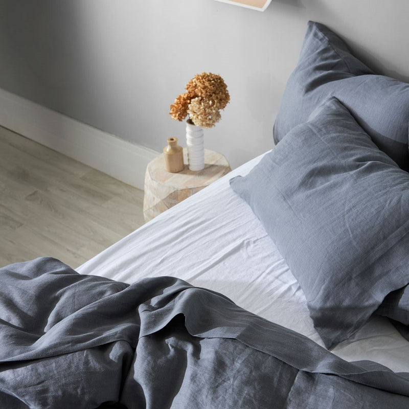 Pure Linen Flat Sheet - Charcoal